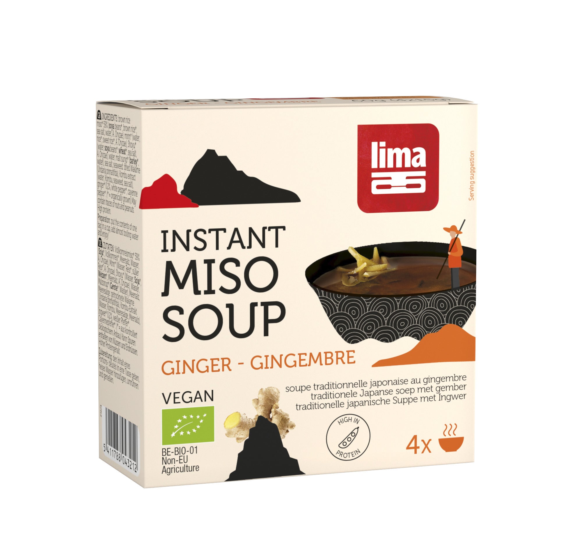 Supa instant miso cu ghimbir bio 4buc x 15g  Lima