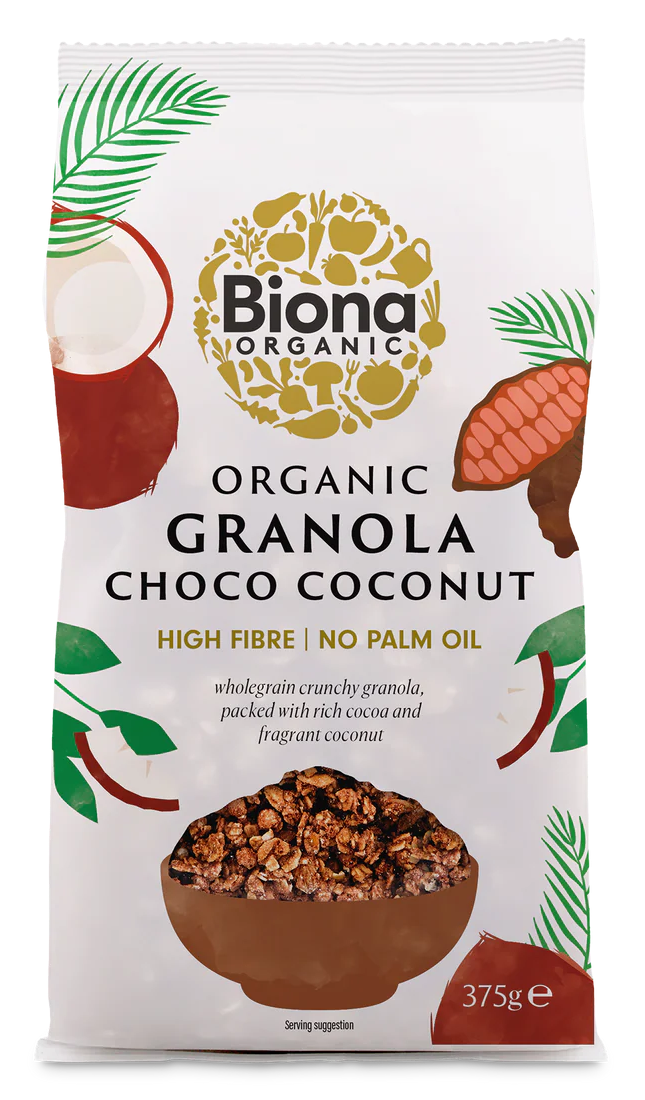 Granola cu ciocolata si cocos bio 375g Biona