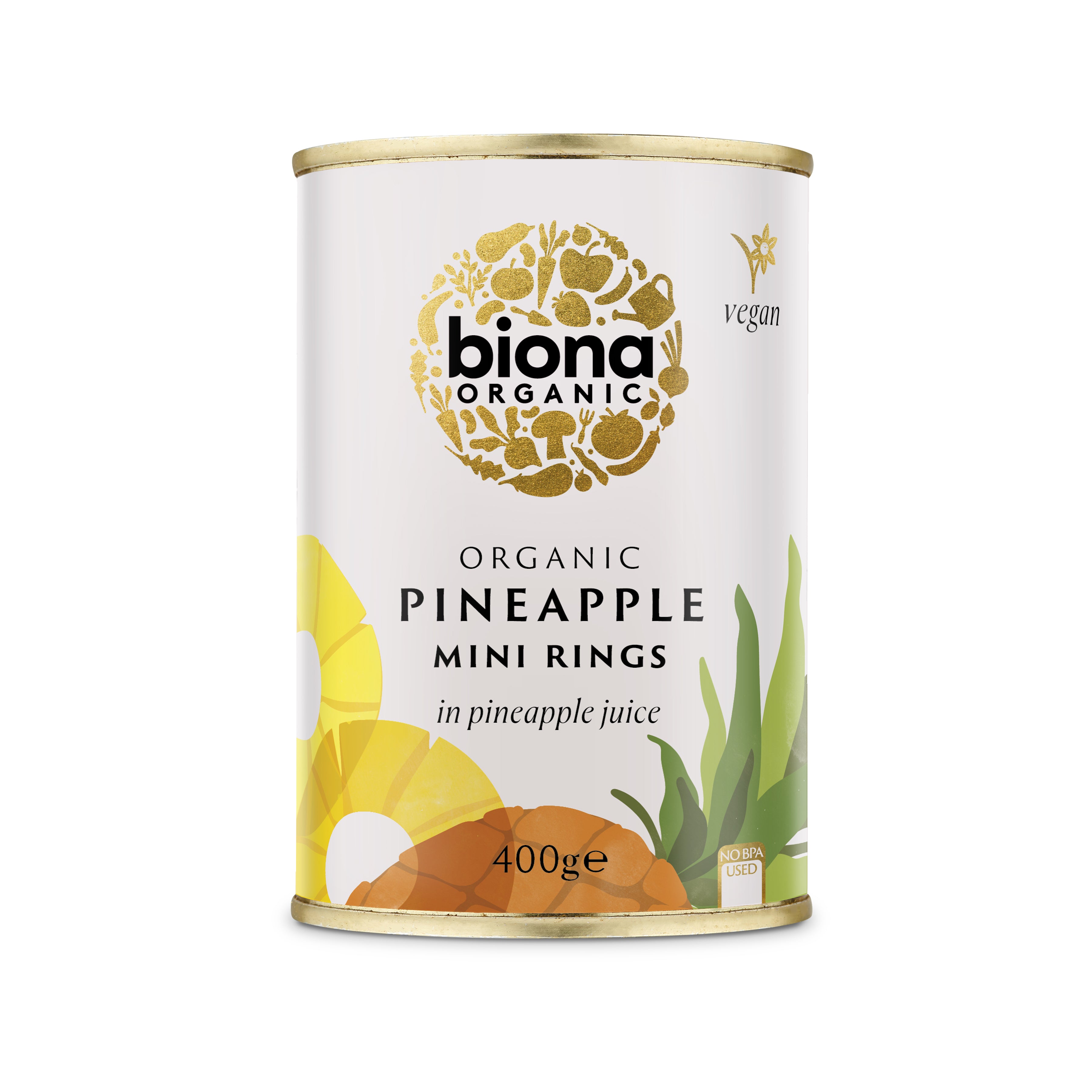 Rondele mini de ananas in suc de ananas la conserva bio 400g Biona