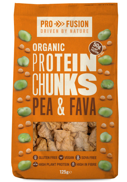 Proteina vegetala texturata din mazare si fava bucati mari bio 125g Profusion