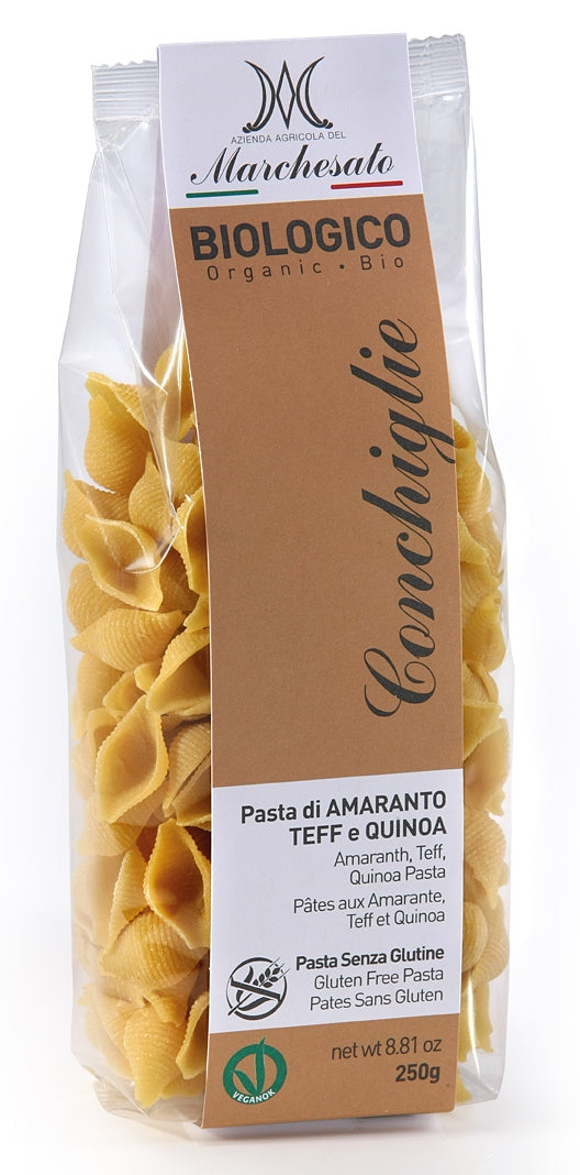 Paste conchiglie din amaranth, teff si quinoa bio 250g Marchesato