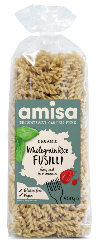 Fusilli din orez integral bio  500g Amisa