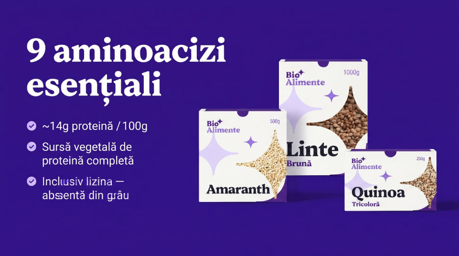 Quinoa tricolor, roșie și neagră · Amaranth · Linte brună și galbenă