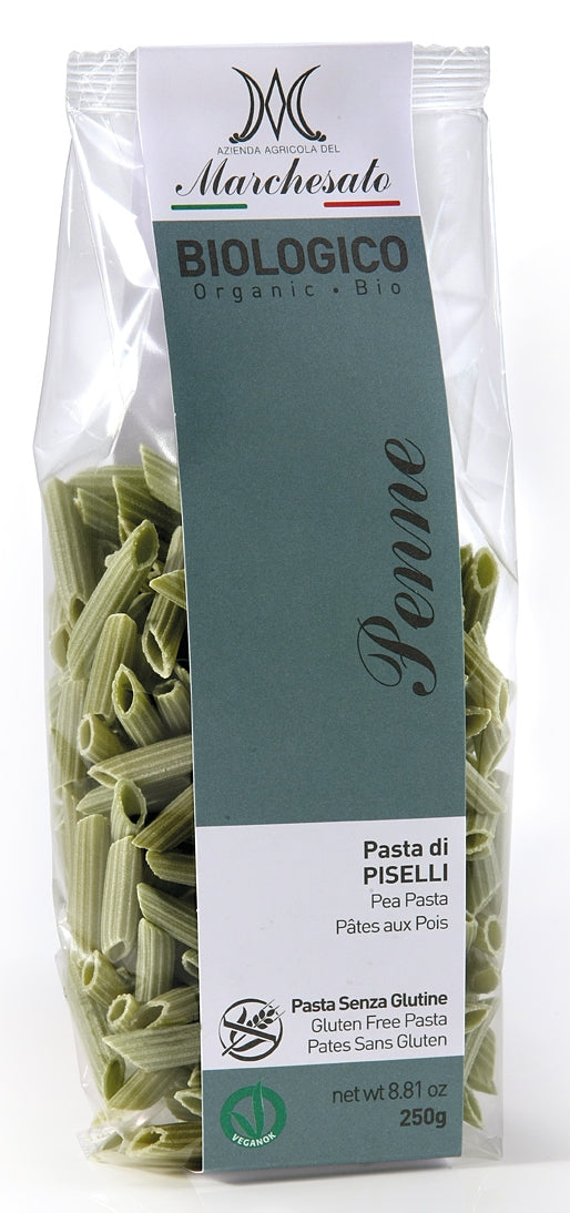 Penne din mazare verde bio 250g Marchesato