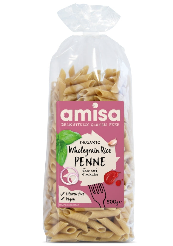 Penne din orez integral bio 500g Amisa